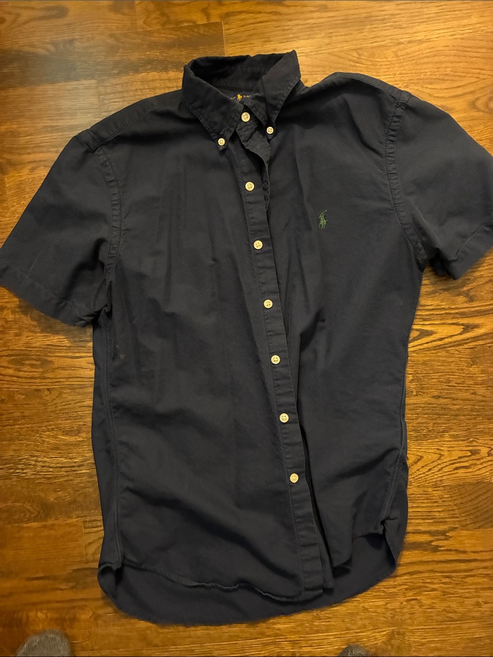 Polo by Ralph Lauren Navy Short-Sleeve Button-Down Shirt with Green Pony